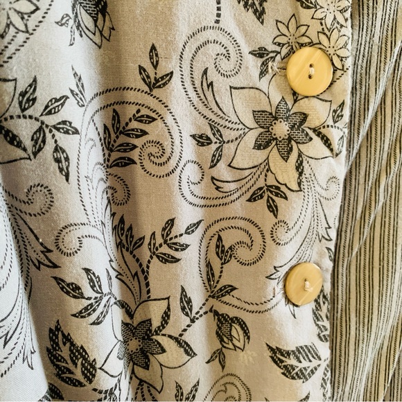 Gunne Sax Vintage 80s Gray Floral Leaf Swirl Back Button Midi Dress | Size 12 - Picture 6 of 11